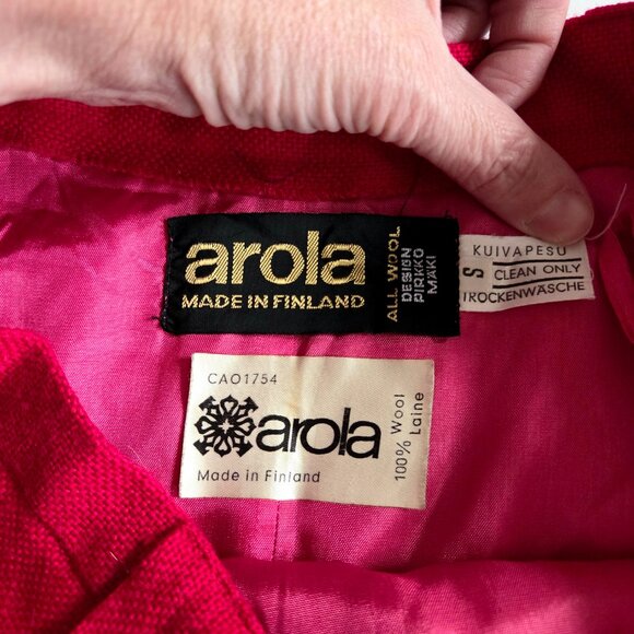 Vintage Arola 100% wool red high waisted maxi bohemian skirt. Made in Finland. - Picture 5 of 9